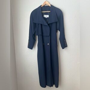 J Gallery Vintage Blue Trench Coat, 7/8
